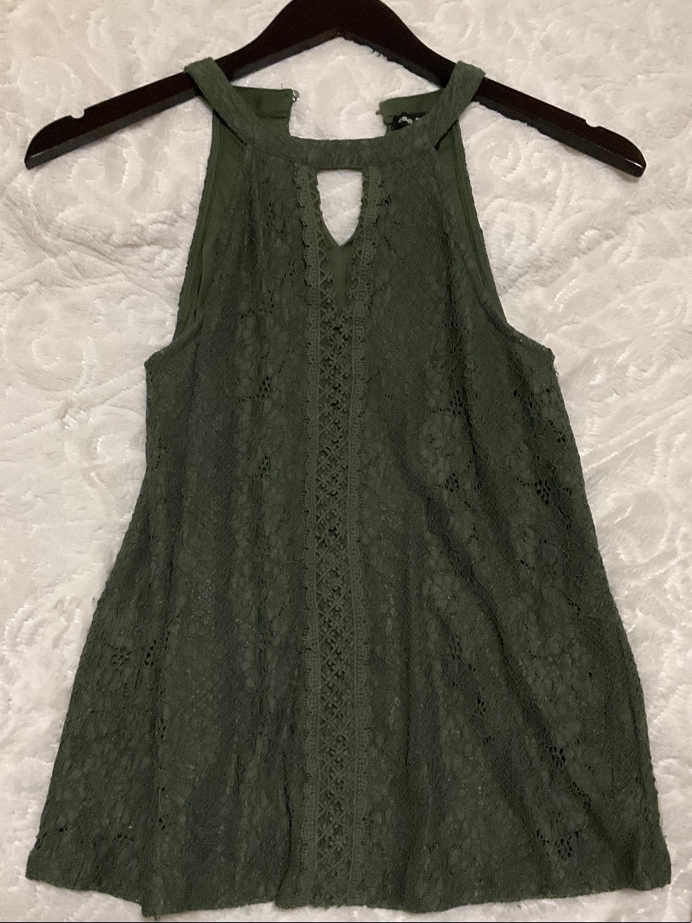 Women’s Olive Green Lace Halter Top